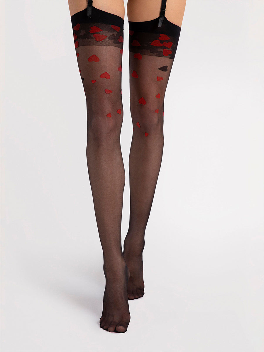 Alice Heart-Patterned Stockings 20 Den