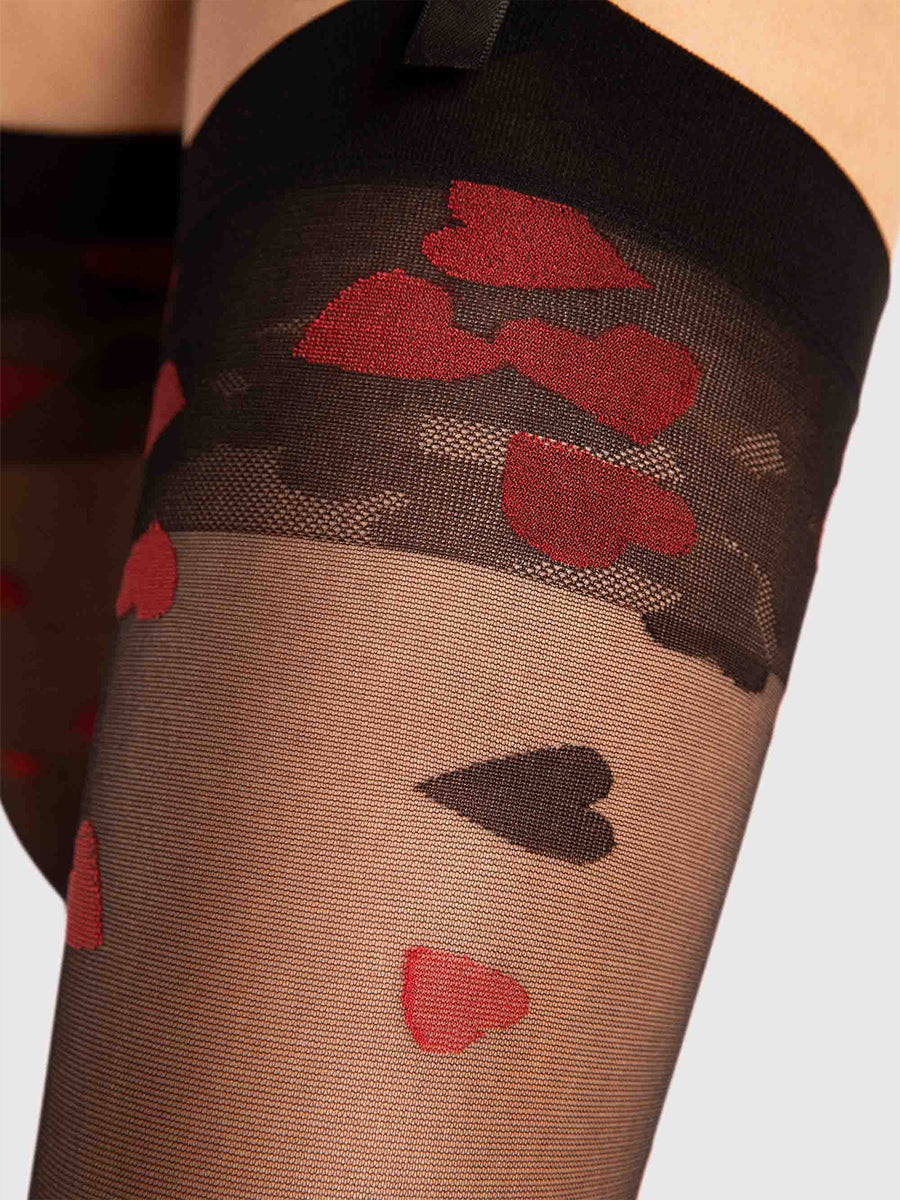 Alice Heart-Patterned Stockings 20 Den