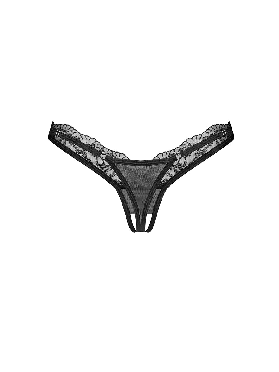 Arrowel Crotchless Thong - Black