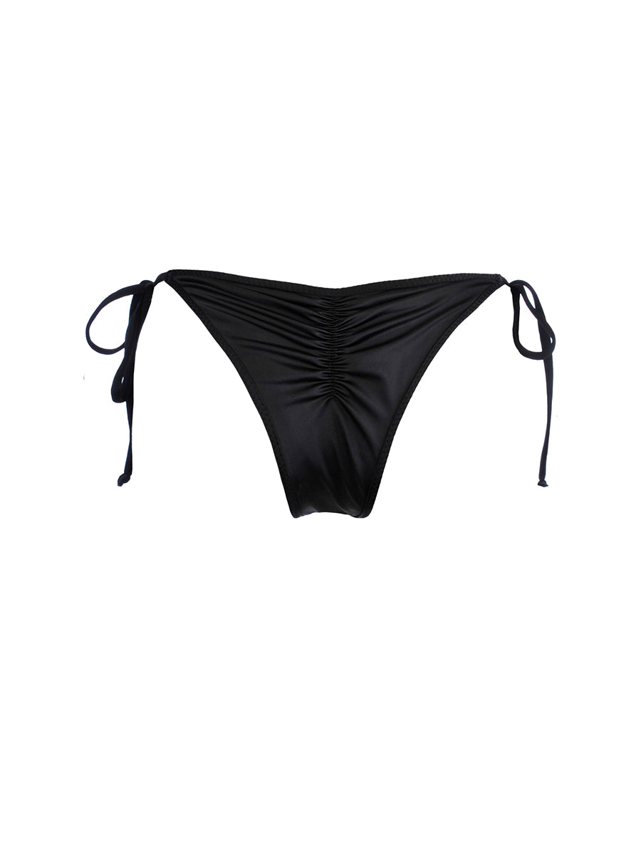 Axami black side-tie bikini bottom with sequins and a cheeky rear cut.
