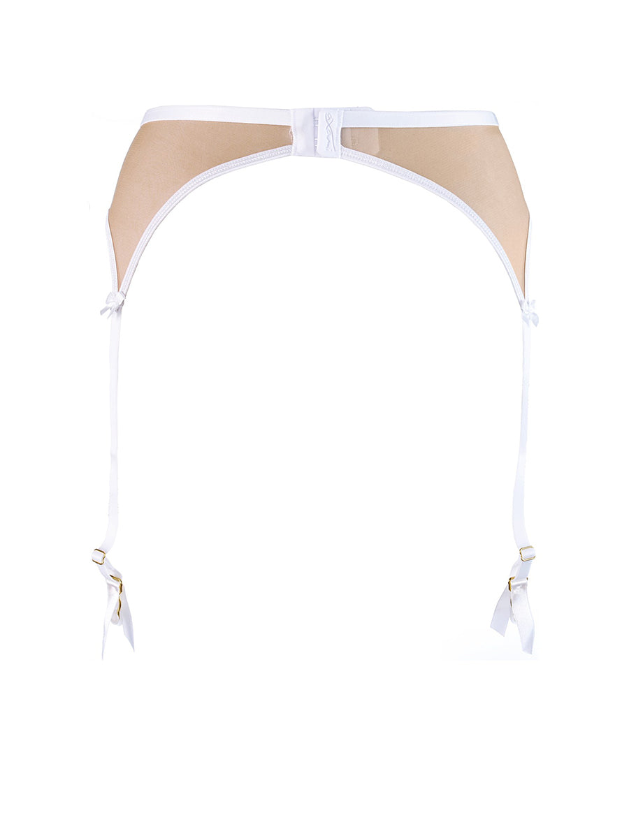 Axami Just Like Heaven V-10782 high-waisted white garter belt with velvet tulle panels