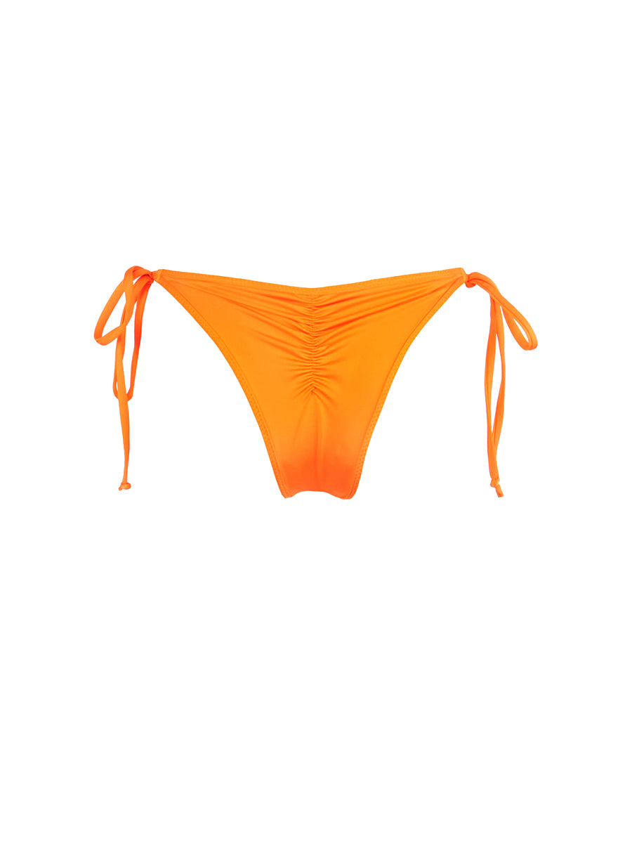 Axami orange sequined cheeky bikini bottom with high-tension side strings.