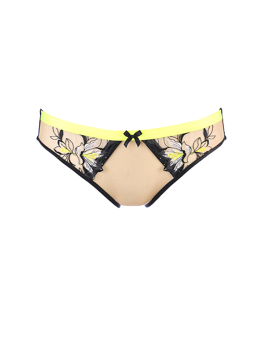 Axami Passion Wave mid-rise black and beige mesh panel briefs panty