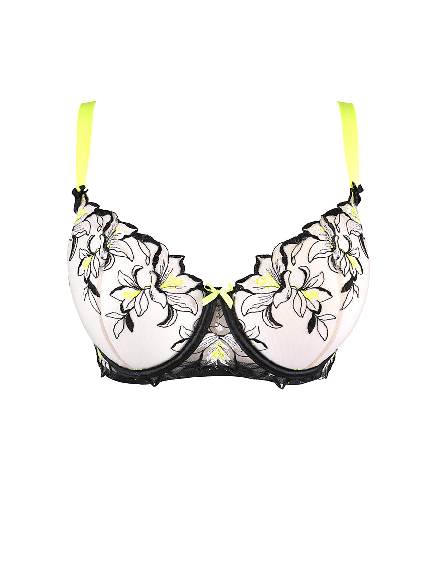 Axami Passion Wave black and beige semi-sheer unlined mesh bra with underwire support