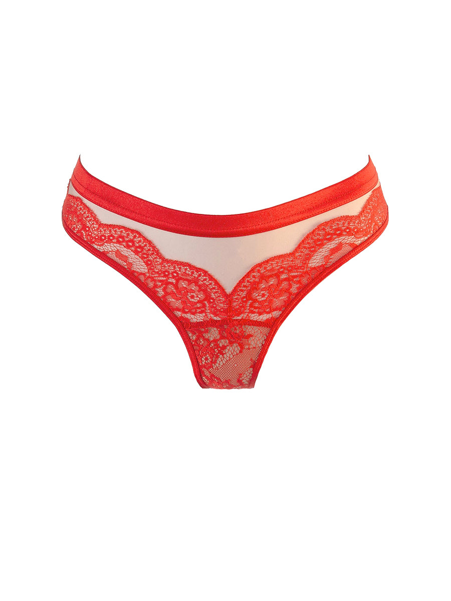 Axami Seductive Diva V-10728 extremely sexy red thong panty with mesh and lace