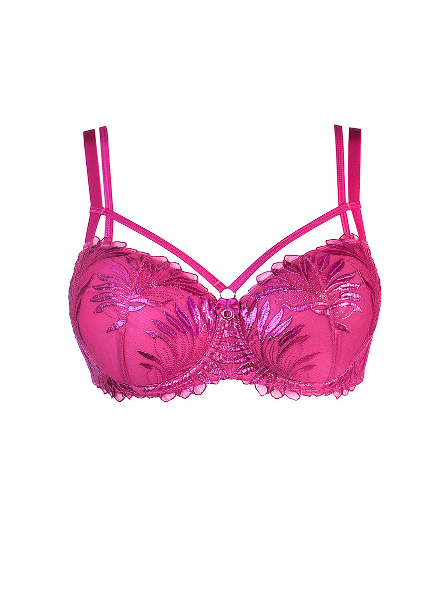 Axami vibrant fuchsia push-up bra featuring exclusive European lace and uncompromising sculpting support