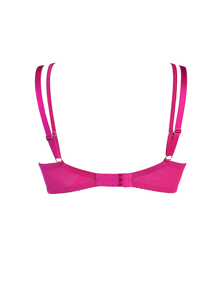 Axami vibrant fuchsia push-up bra featuring exclusive European lace and uncompromising sculpting support