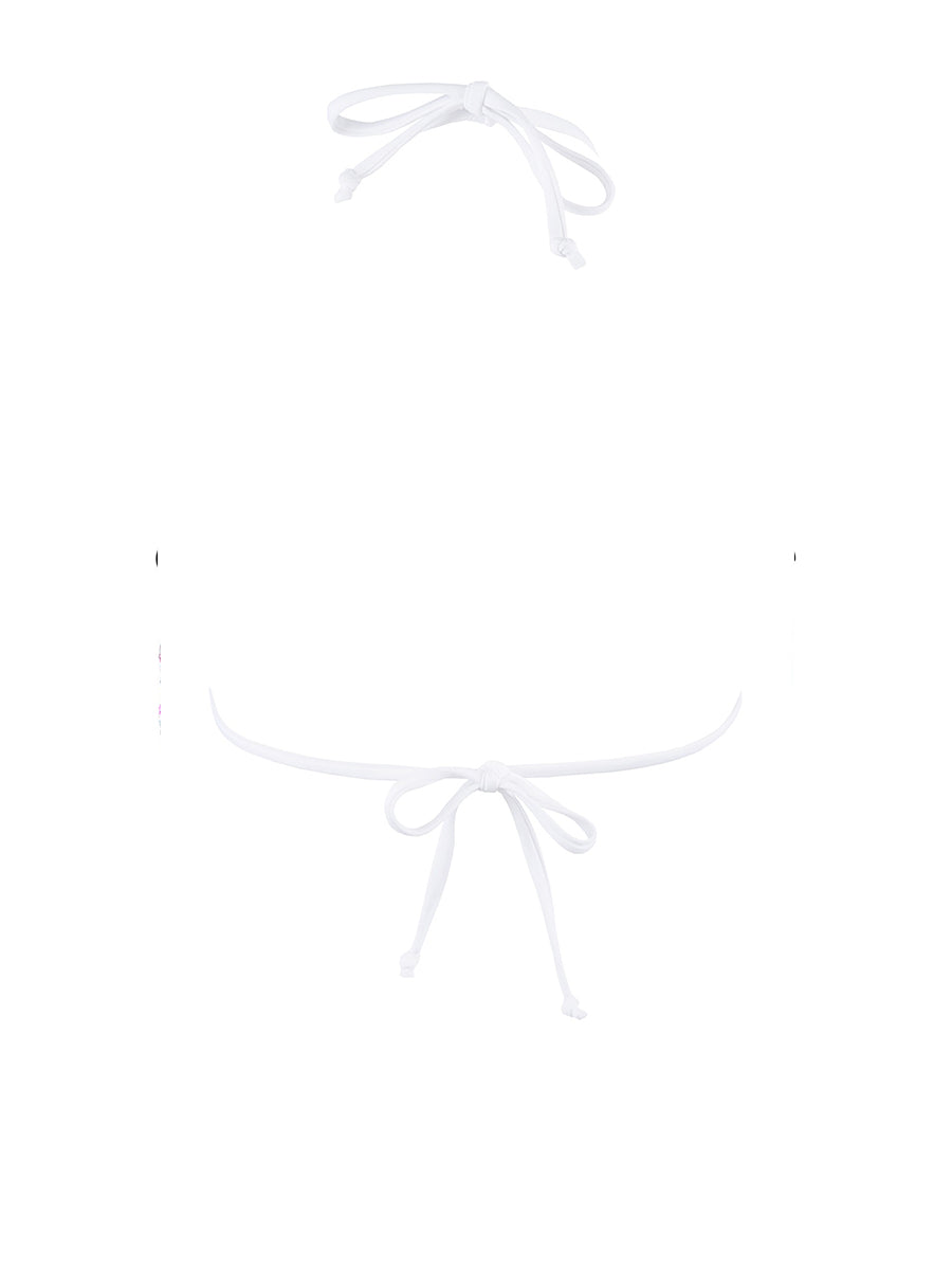 Axami white sequined sliding triangle bikini top designed to catch sunlight