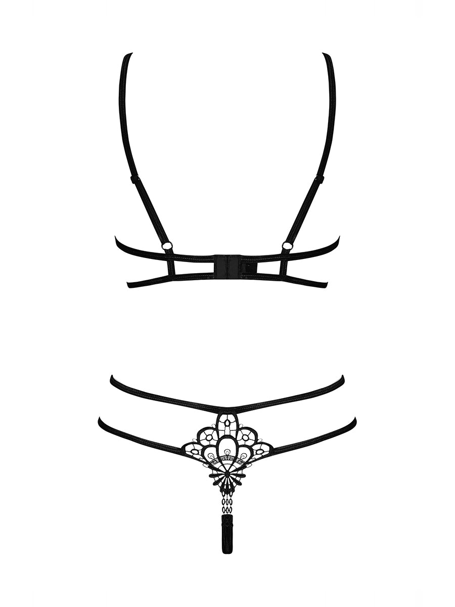 Badossa Open Lingerie Set with Straps - Black
