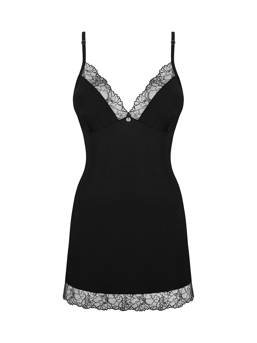 Bella Rou Chemise and Thong - Black