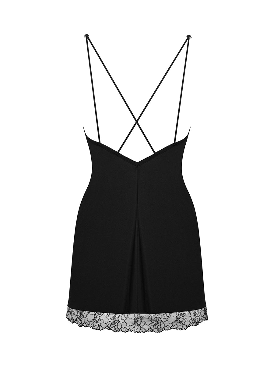 Bella Rou Chemise and Thong - Black