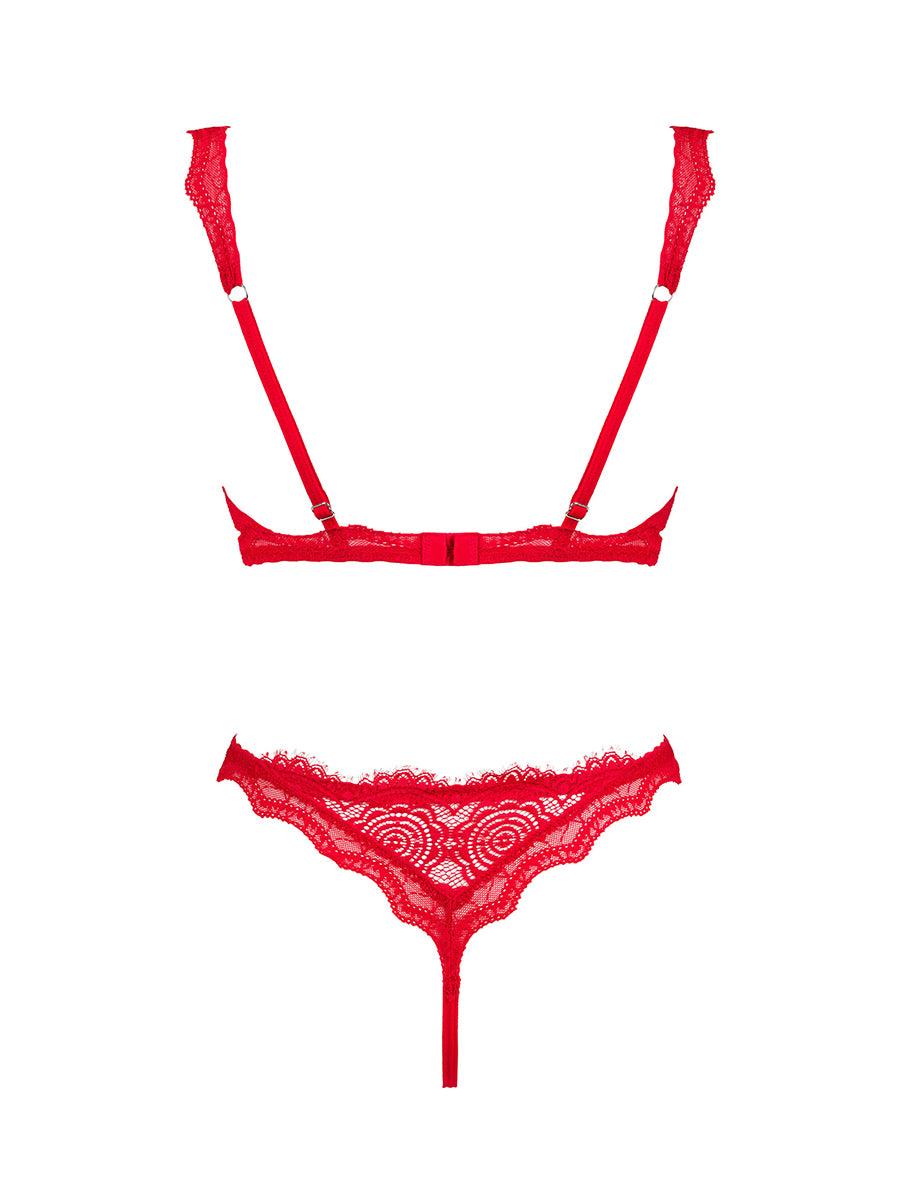 Bergamore Daring Open Cup Lingerie Set - Red