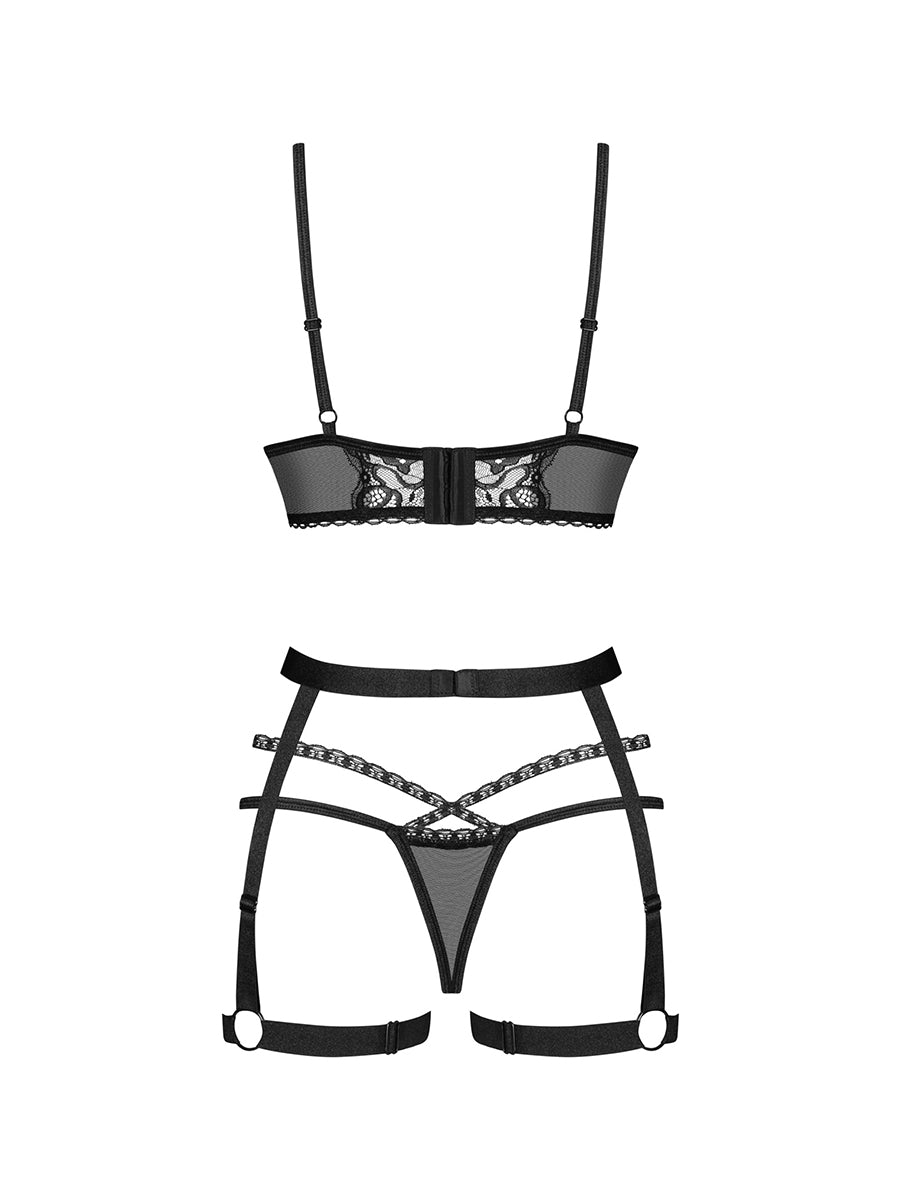 Blomentis 3 Pieces Lingerie Set - Black