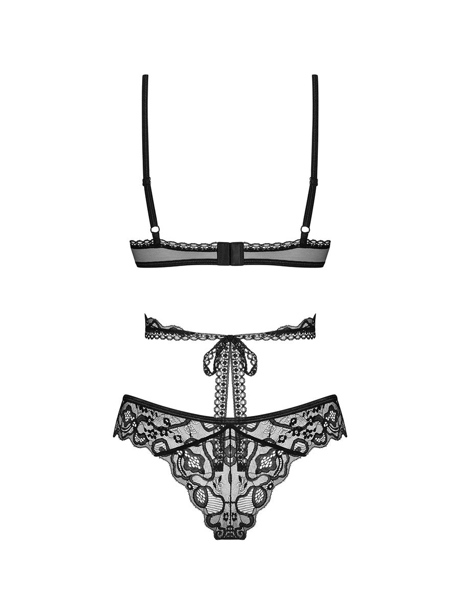 Blomentis 2-Pcs Lace Lingerie Set - Black