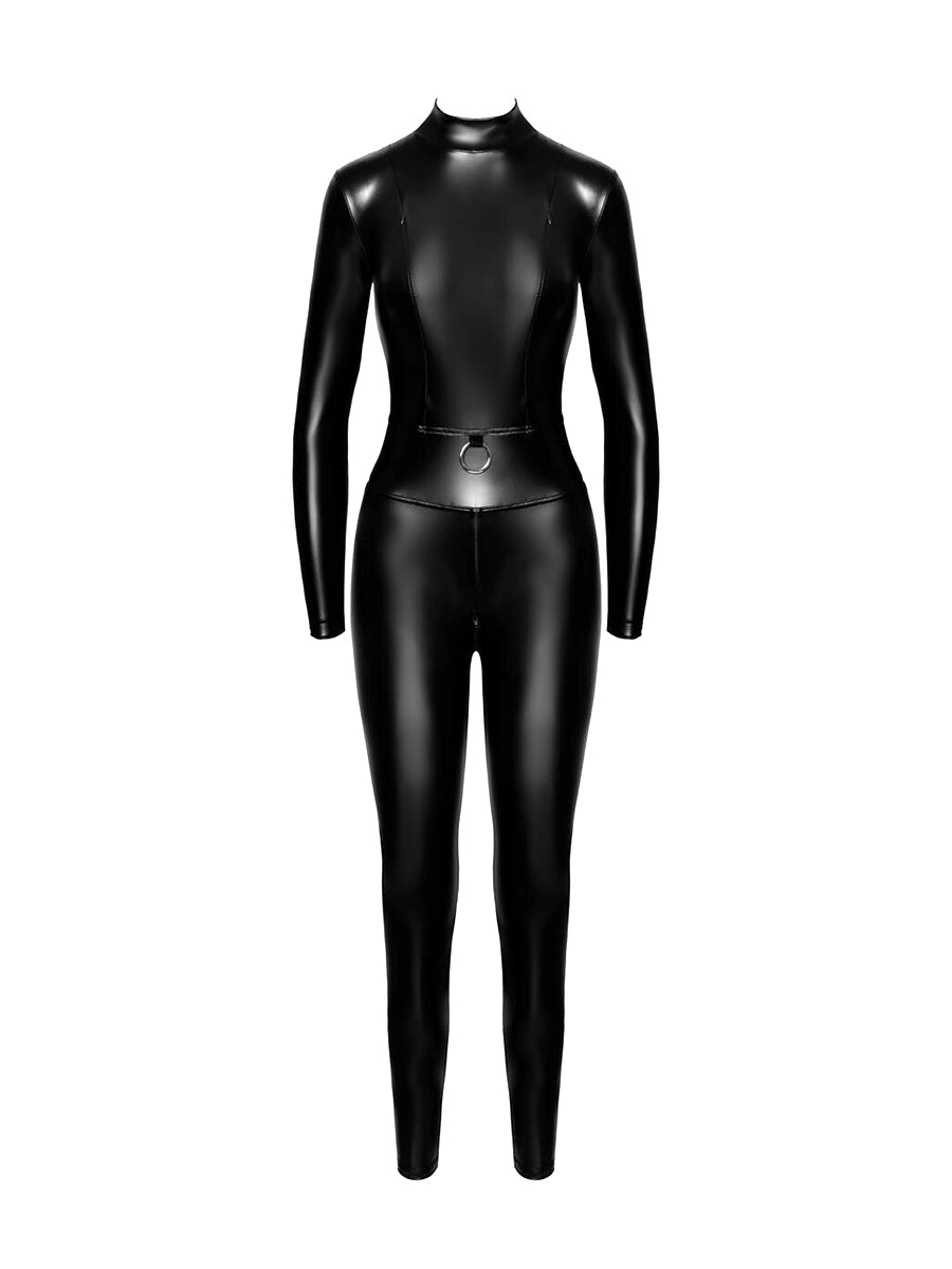 Caged Wetlook Catsuit with Zippers and Ring