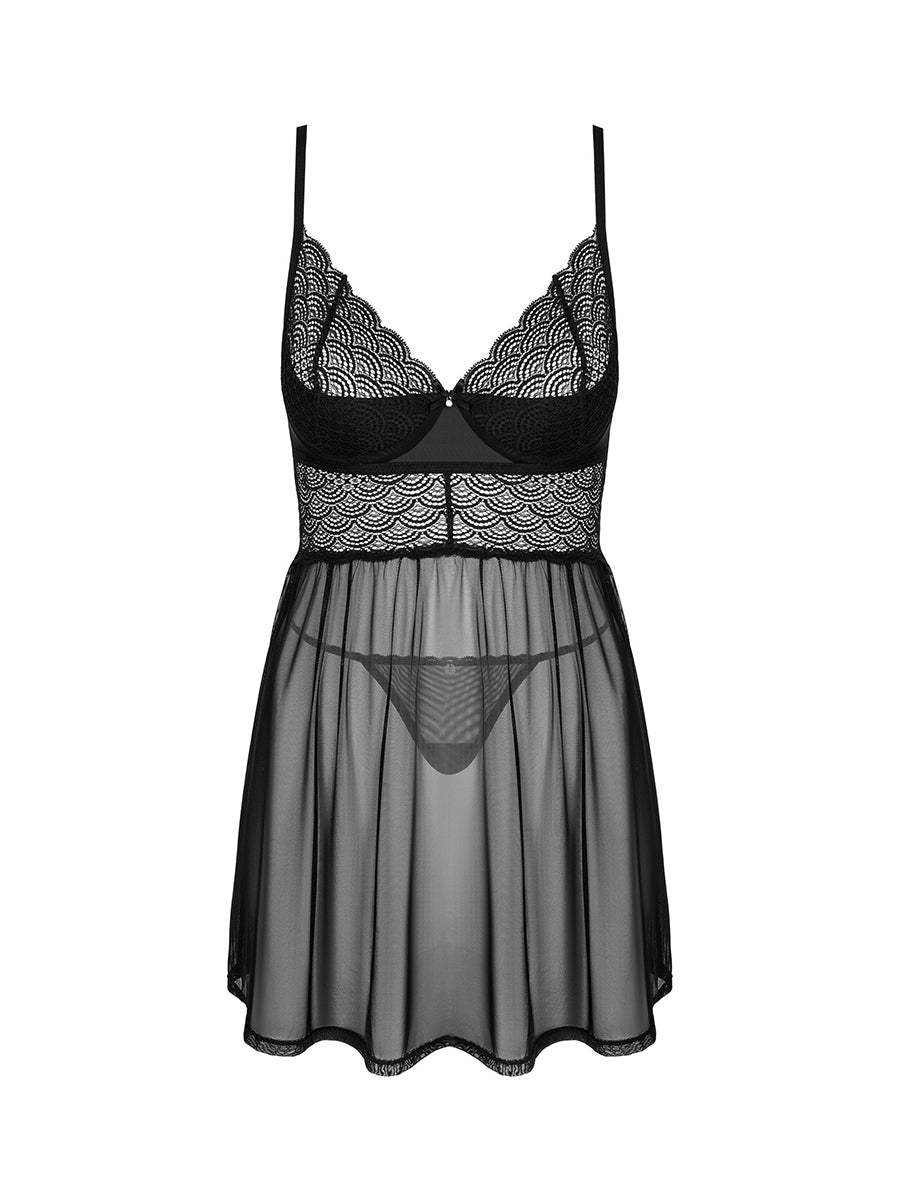 Chemeris See-through Babydoll & Thong - Black