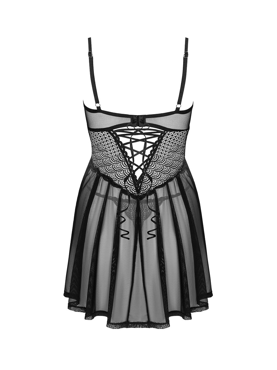 Chemeris See-through Babydoll & Thong - Black