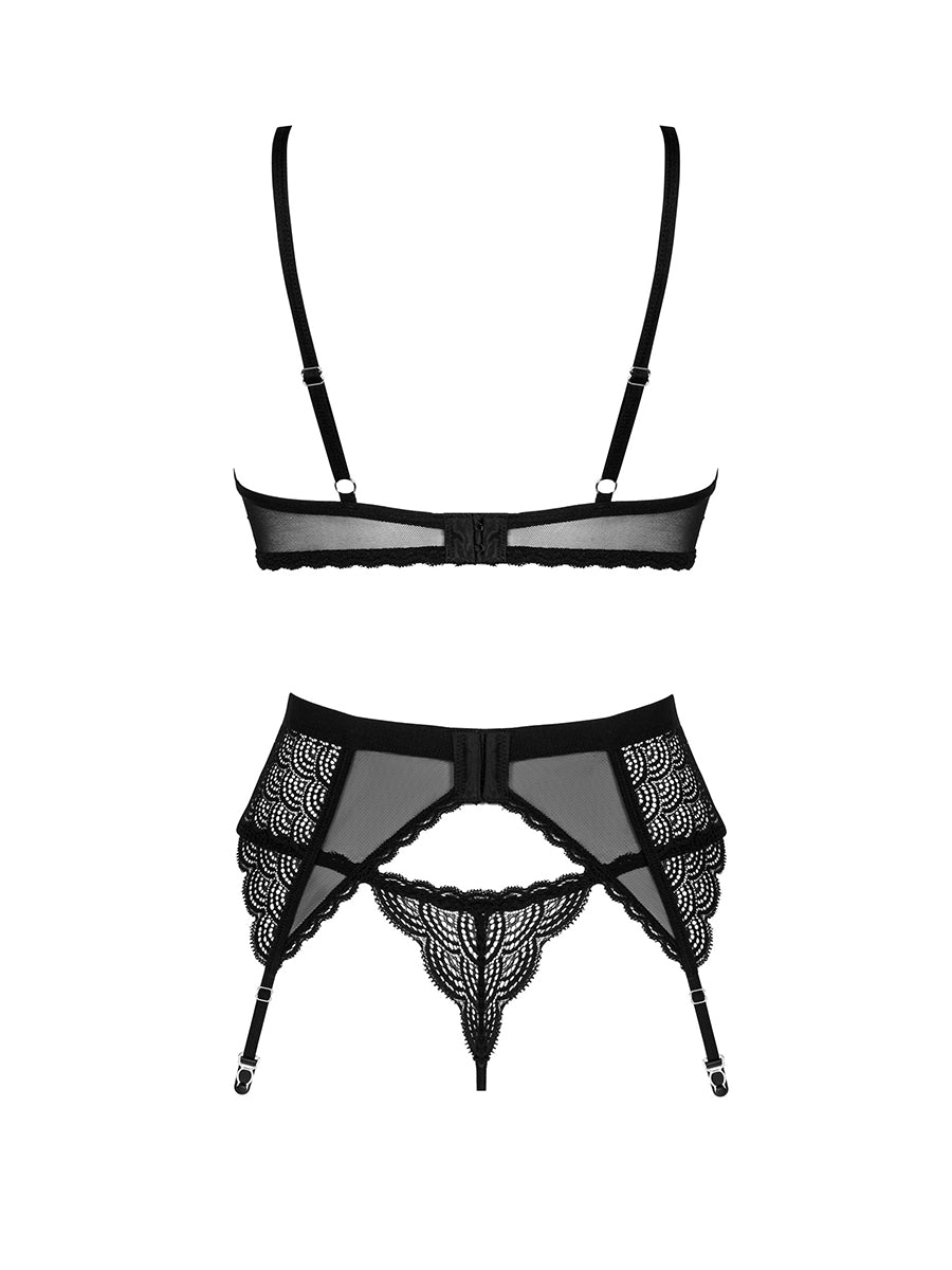 Chemeris Lingerie Set with Garter Belt - Black