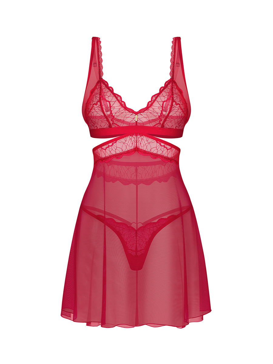 Cupide Desir Babydoll and Thong - Red