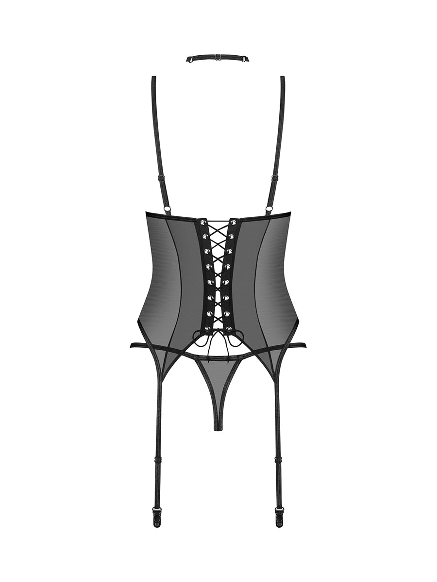 Donarella Black Corset Thong & Choker