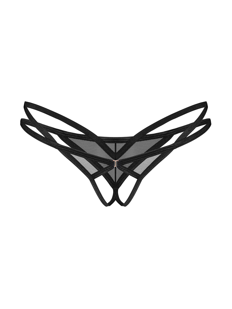 Euridia Crotchless Thong - Black