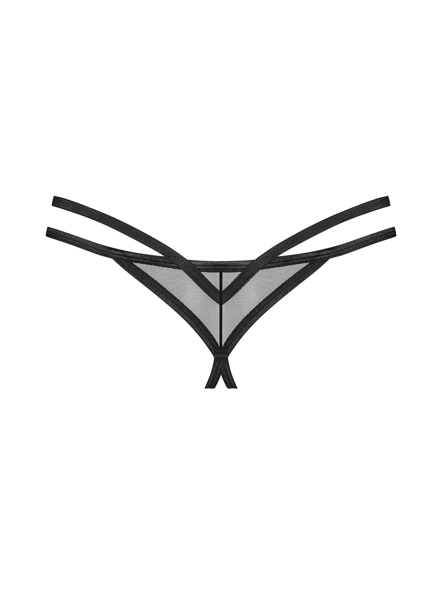 Euridia Crotchless Thong - Black
