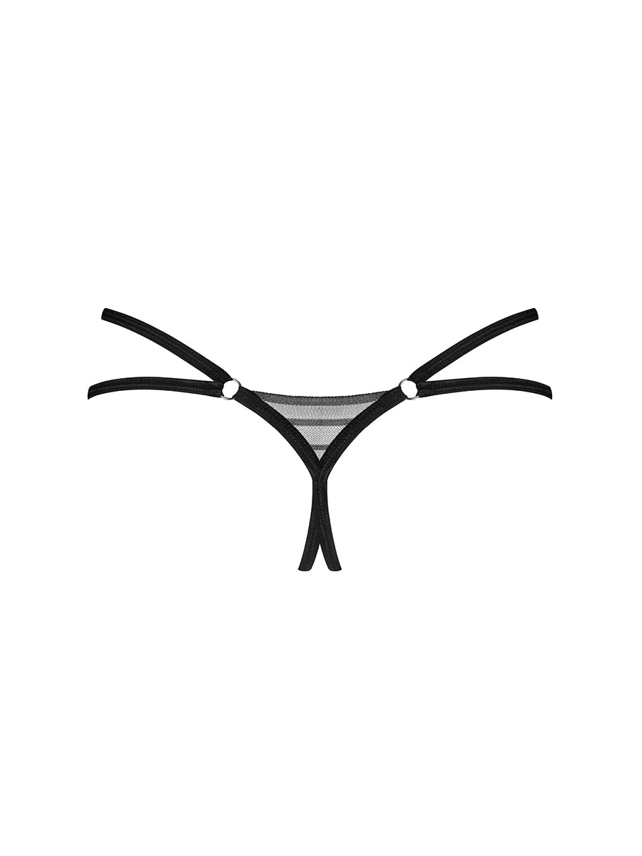 Lune Bellis Crotchless Thong - Black