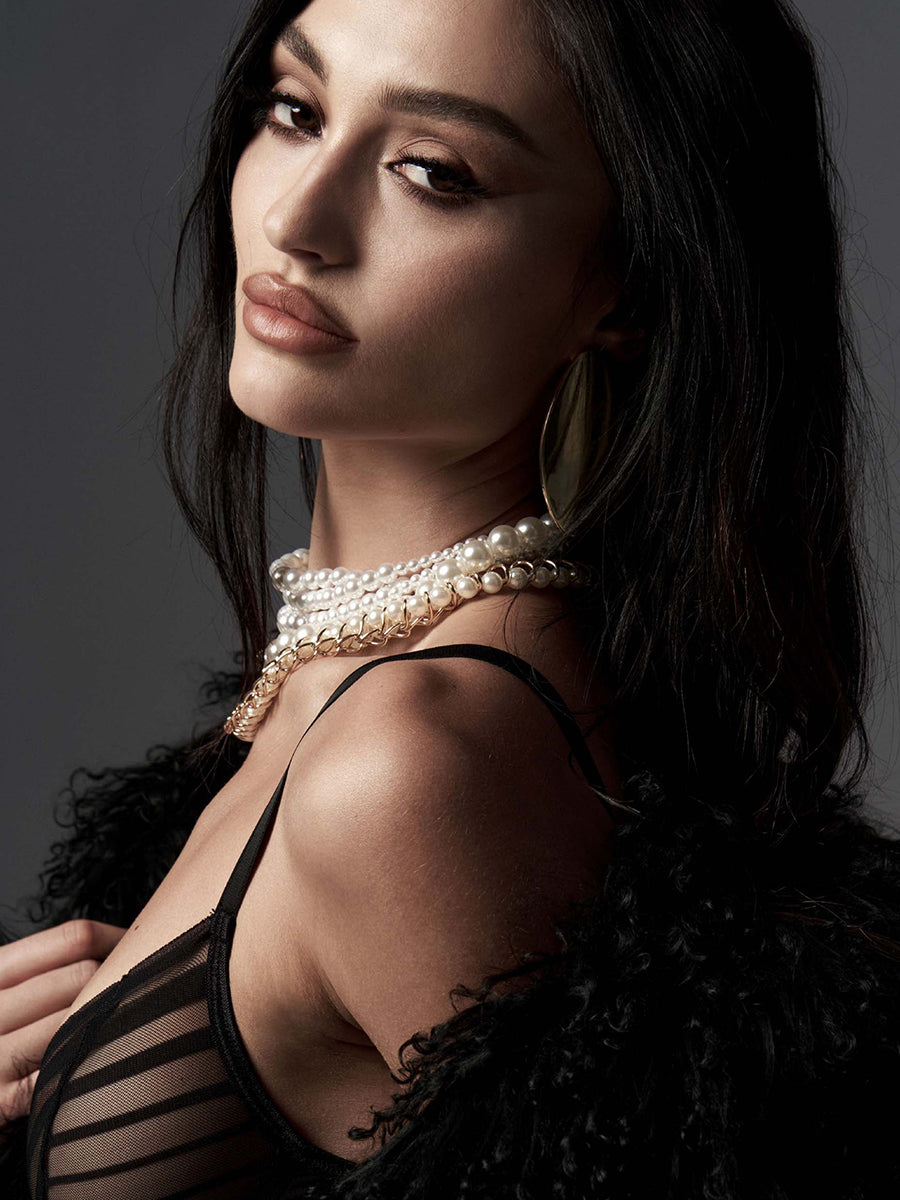 Lune Bellis Transparent Striped Bra - Black