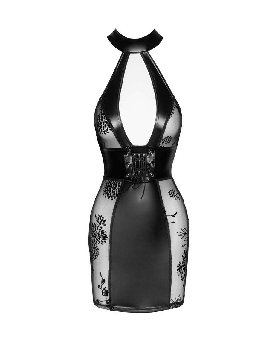 Short Tulle Dress with Powerwetlook Inserts and Corset Binding