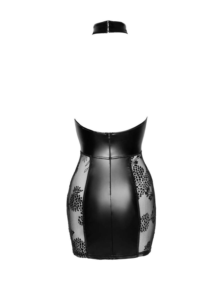 Short Tulle Dress with Powerwetlook Inserts and Corset Binding