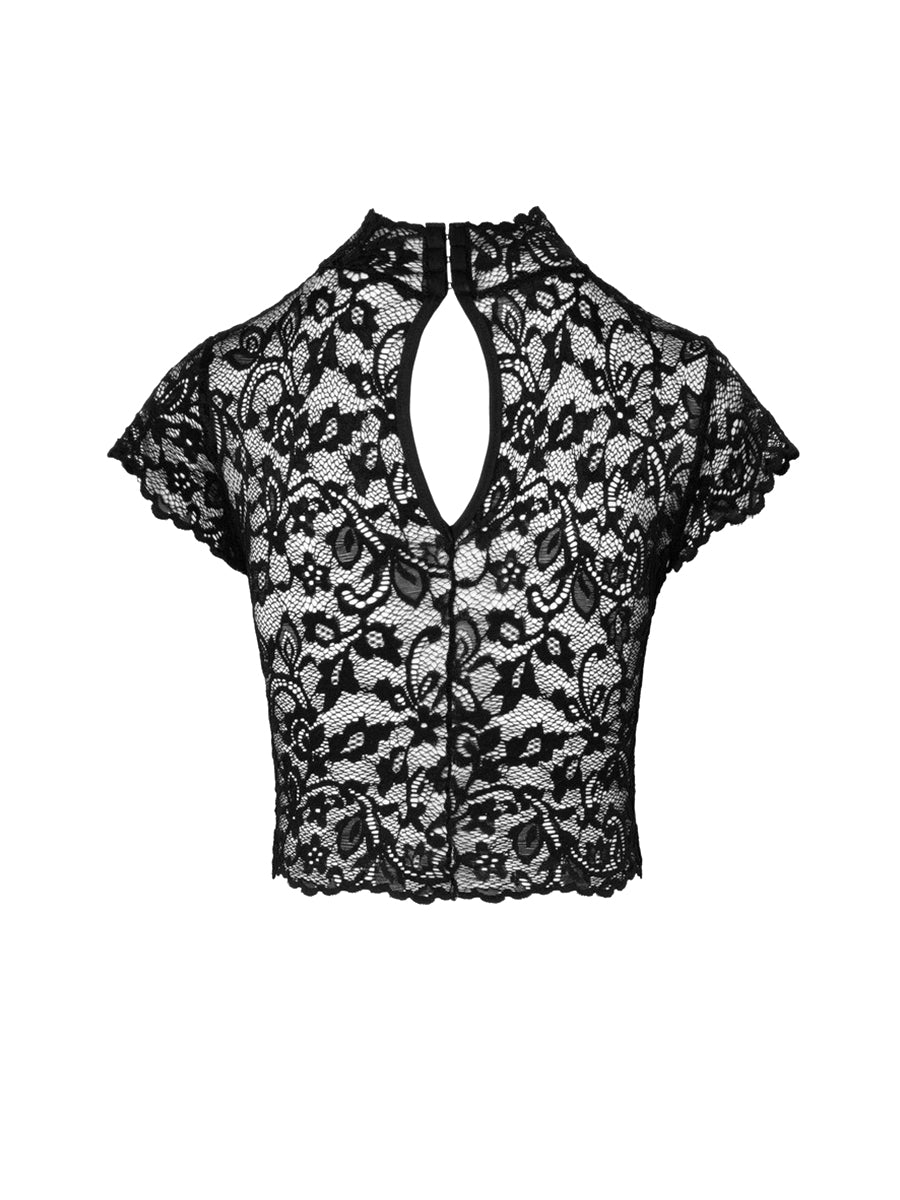 Essence Lace Top with High Collar