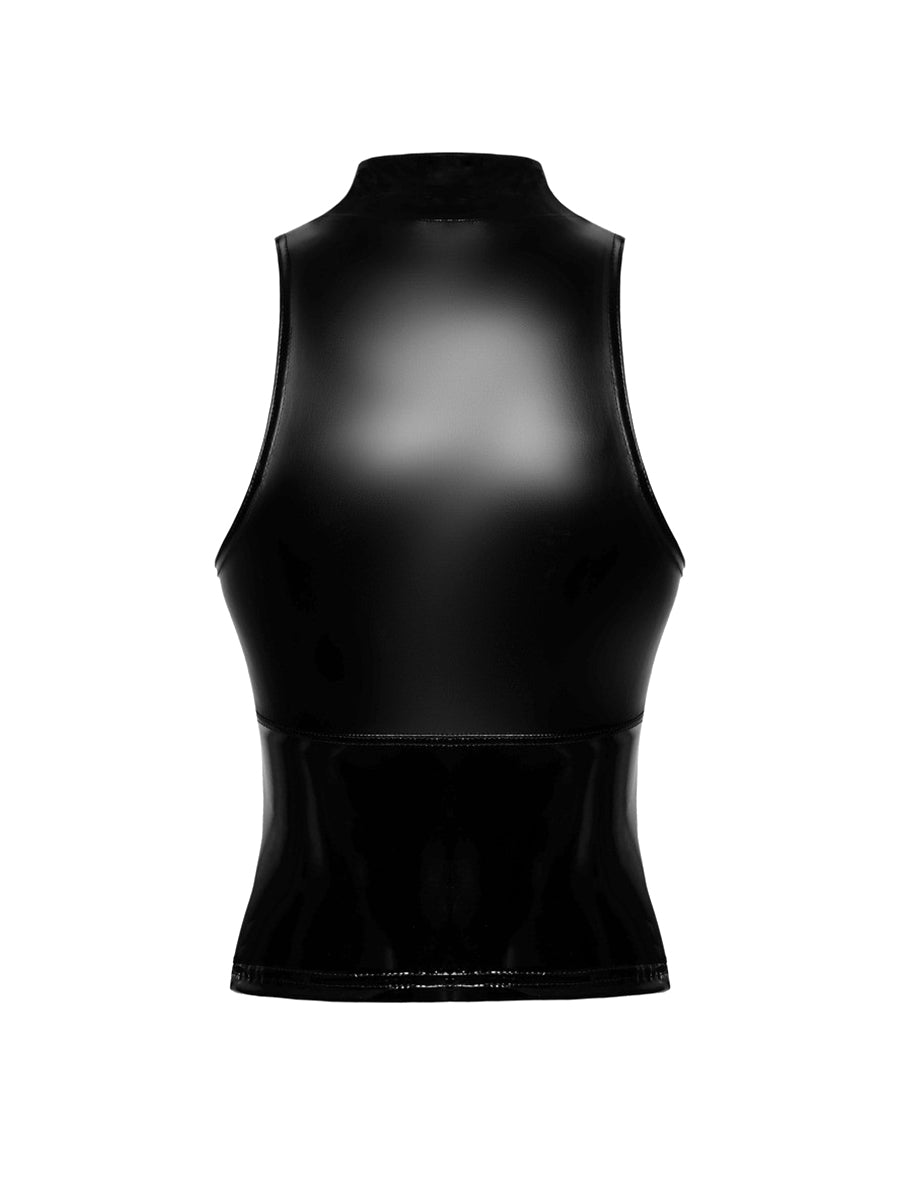 Glam Wetlook Top with Vinyl Corset