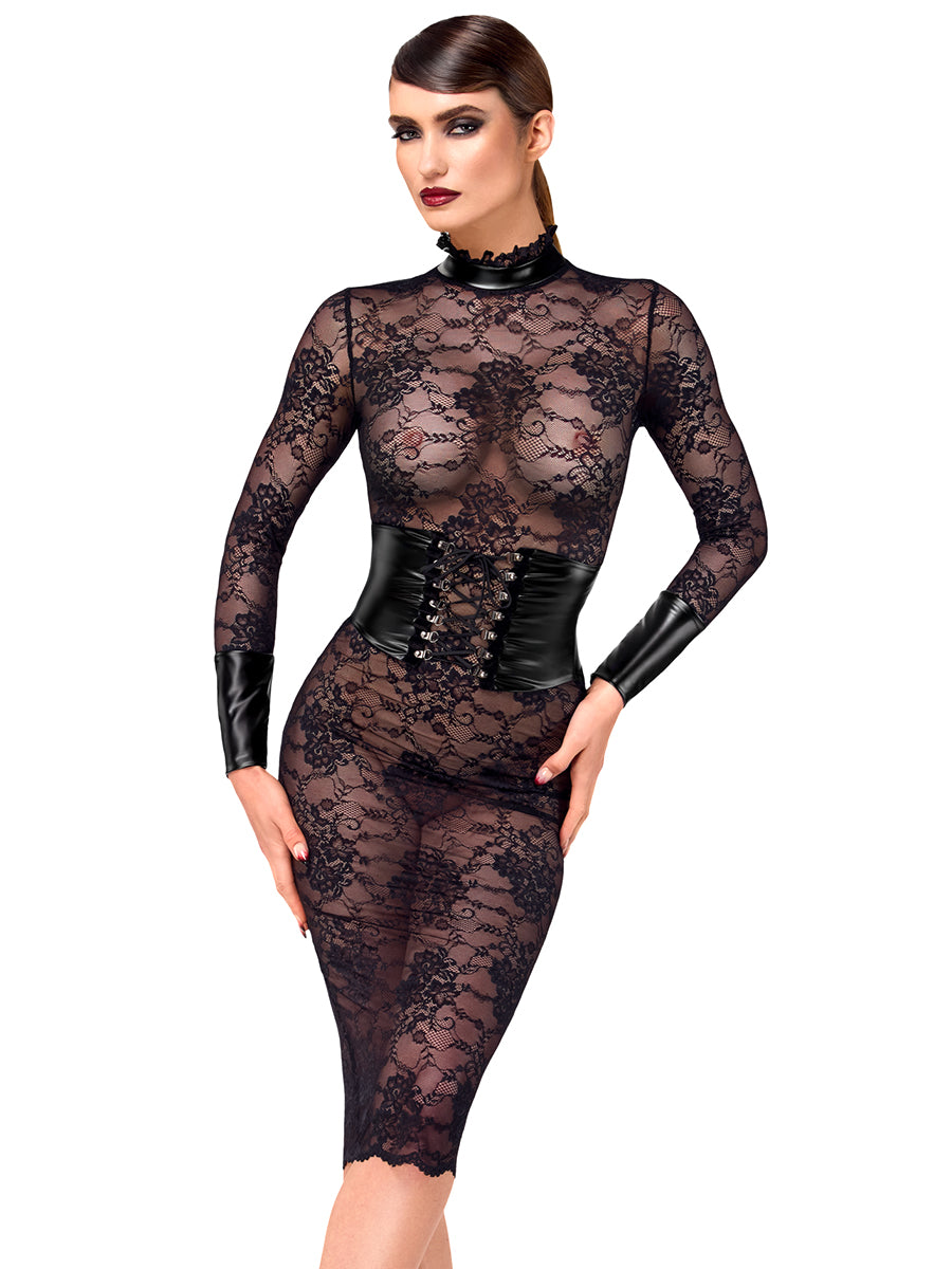 Noirelle Lace Corset Midi Dress