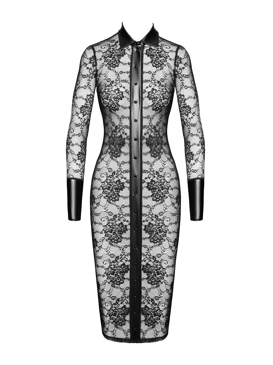 Noirelle Lace Button-up Midi Dress
