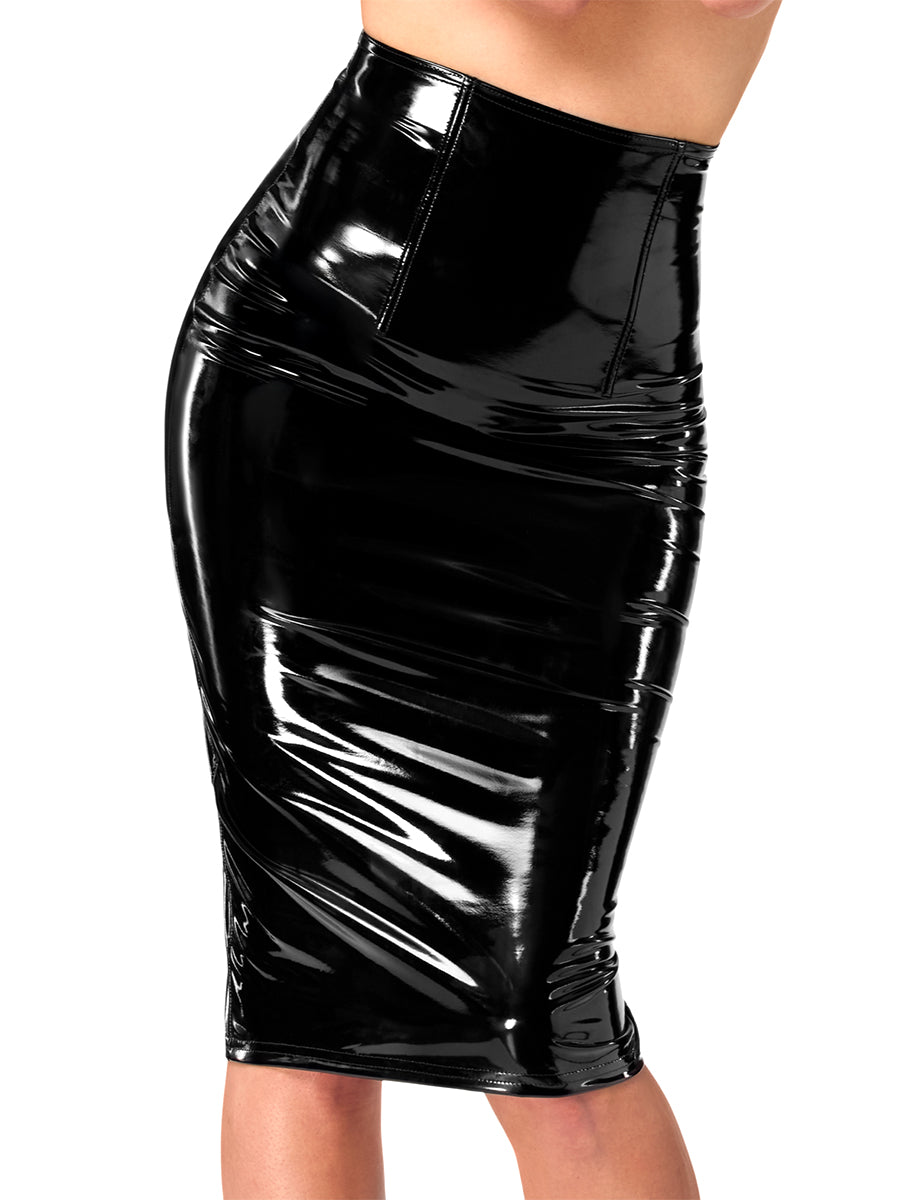 Dominae Column PVC Pencil Skirt