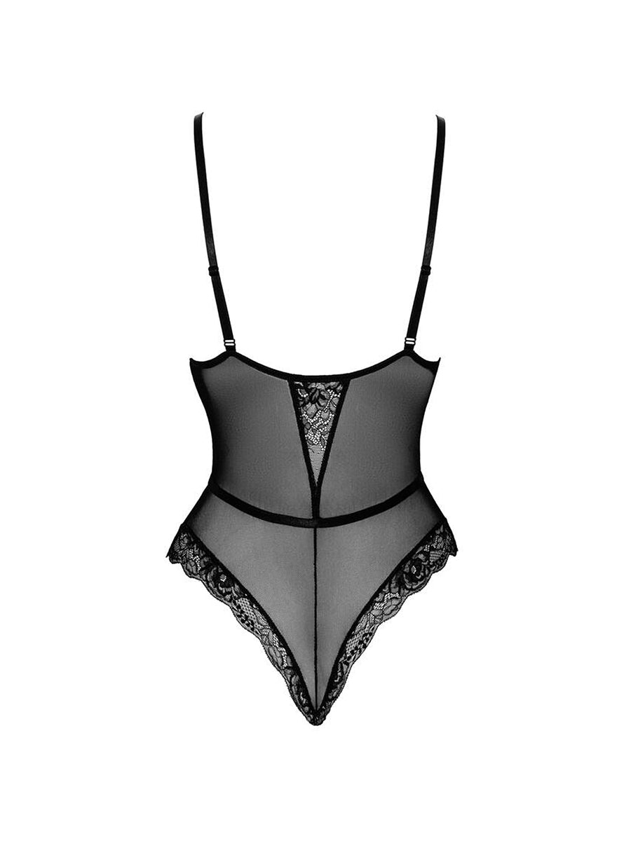 KISS248 First Kiss Black Lace Bodysuit with Choker - Black