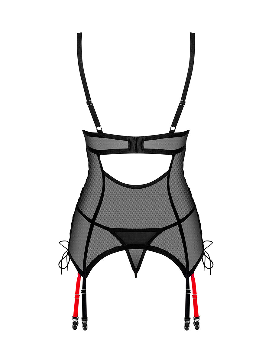 Glandez Corset with Detachable Garter Straps - Black