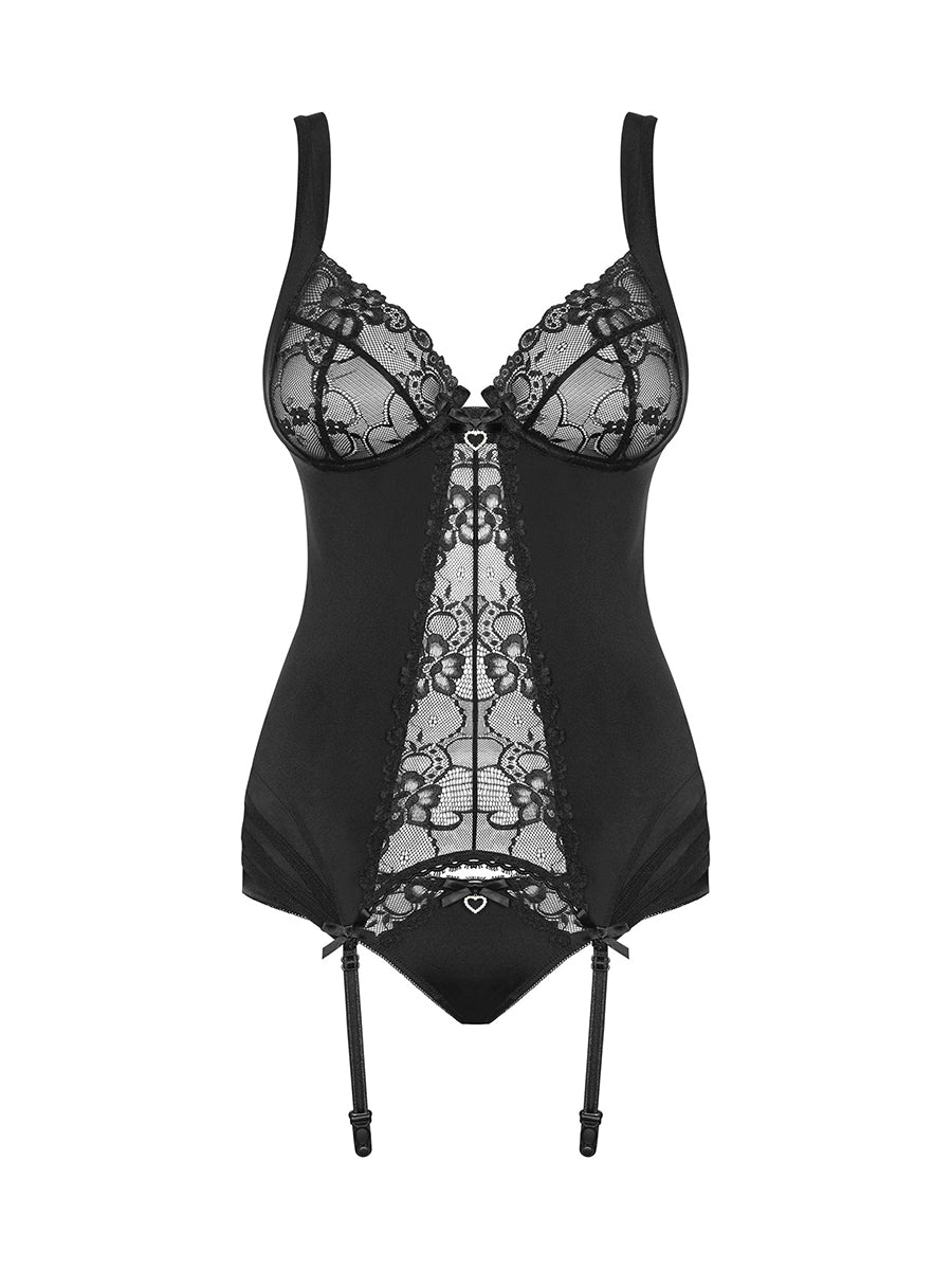 Heartina Sensual Corset & Panties - Black