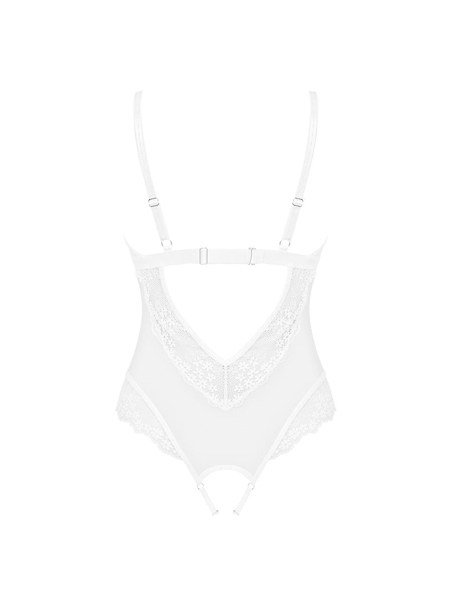 Heavenlly Crotchless Teddy - White