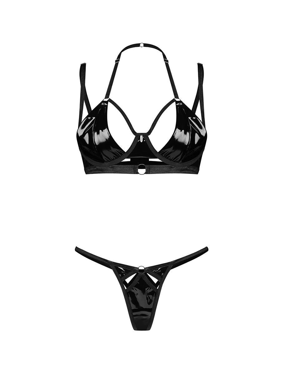 Keira Lise Black Lingerie Set: Underwired Bra & Thong