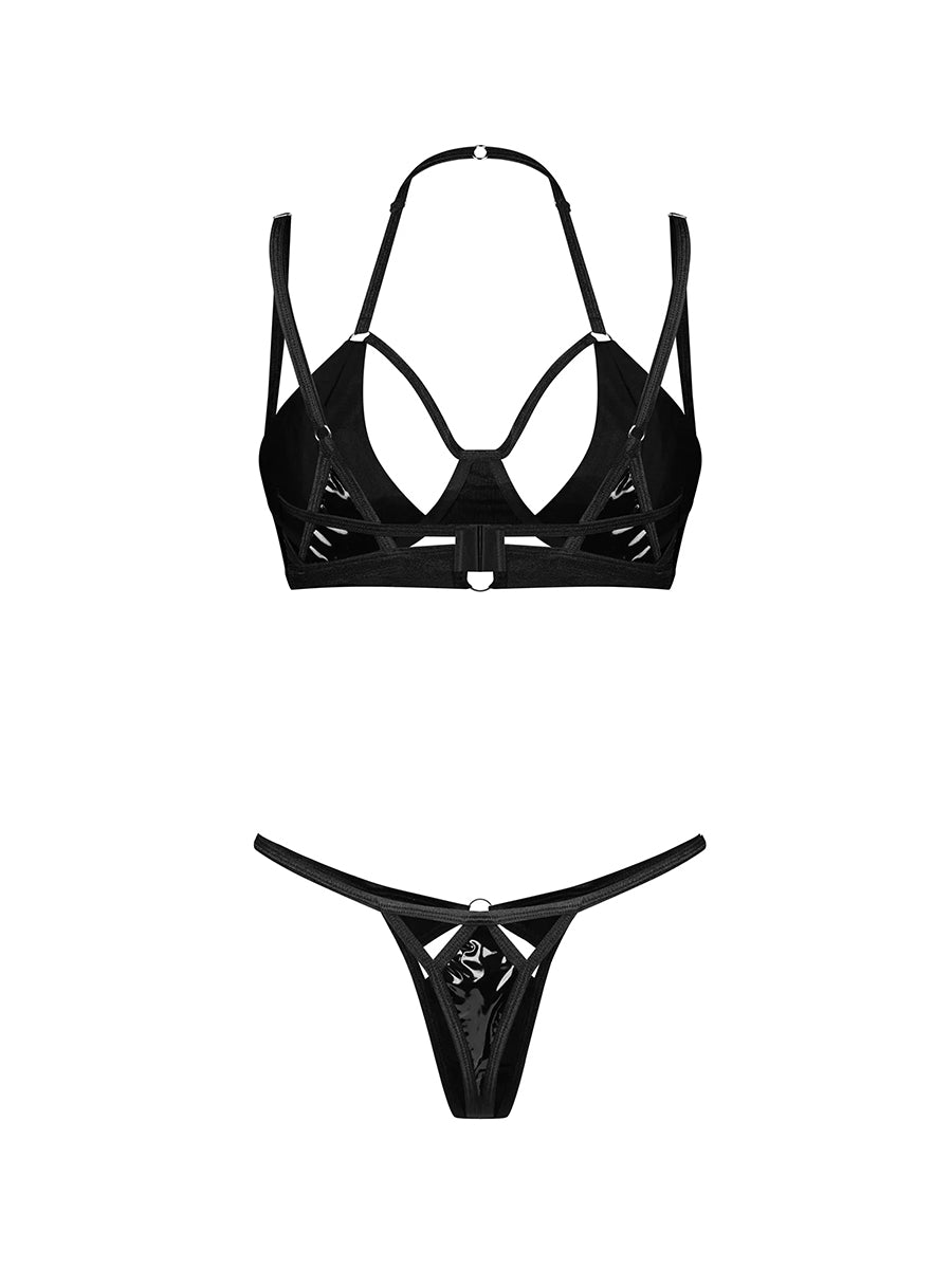 Keira Lise Black Lingerie Set: Underwired Bra & Thong