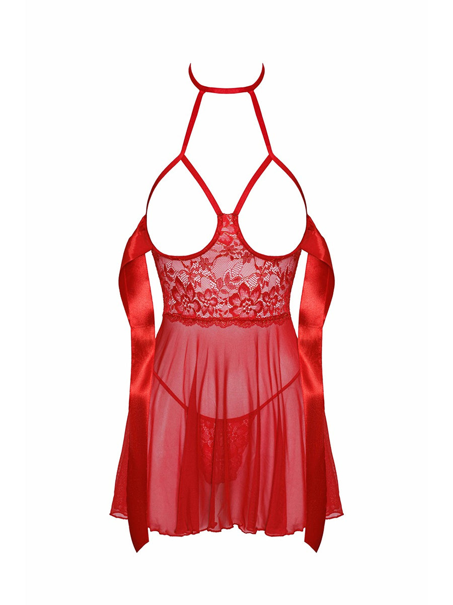 Sexy Kiss Babydoll 247 and Sattin Ribbon - Red
