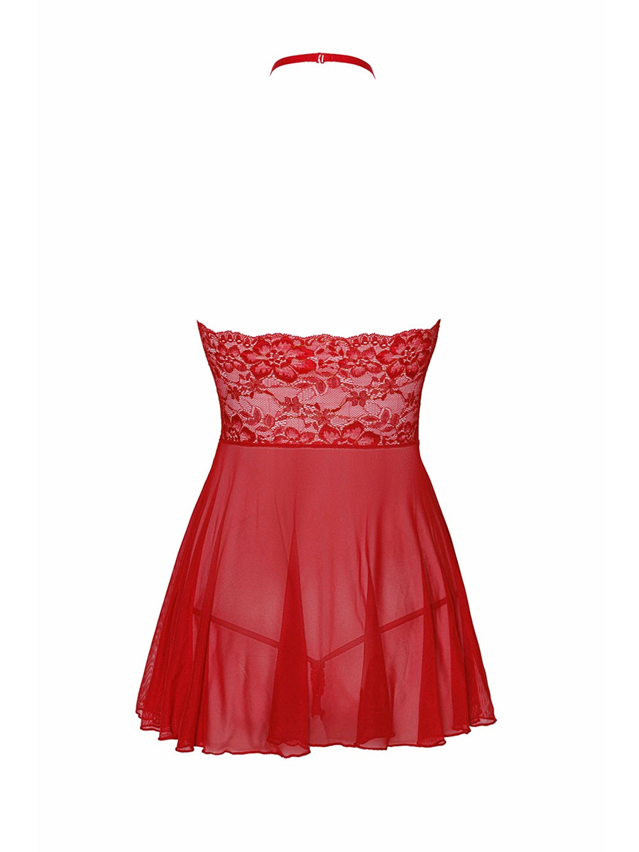 Sexy Kiss Babydoll 247 and Sattin Ribbon - Red