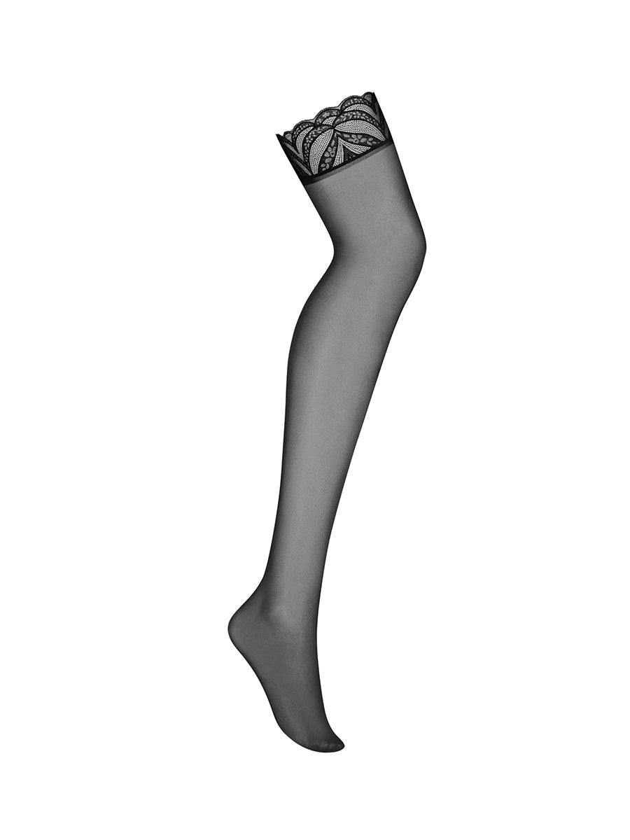 Lecille Black Stockings with Lace Trim