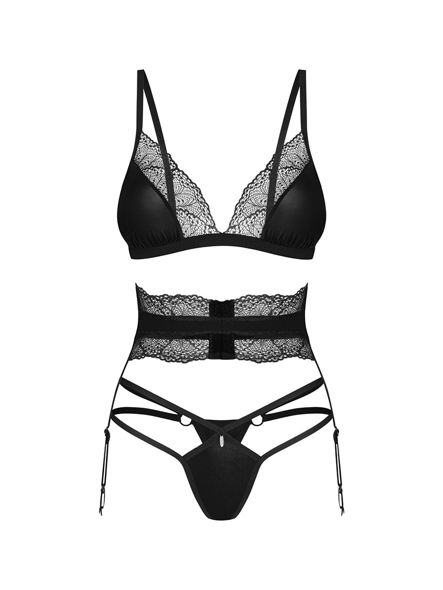 Lobellis Black Lingerie Set with Garter Belt