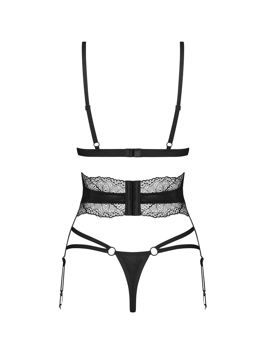 Lobellis Black Lingerie Set with Garter Belt