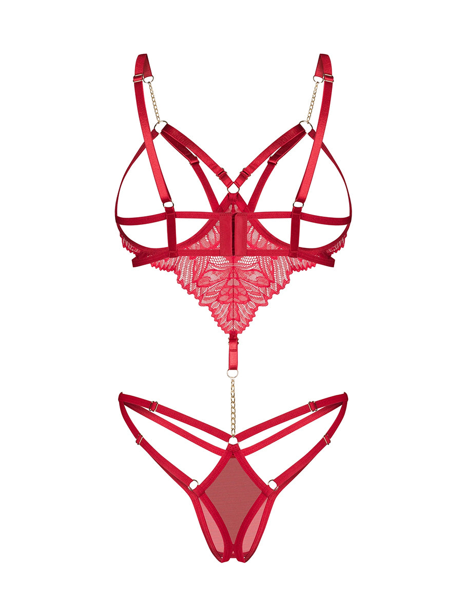 Matildea Red Cupless & Crotchless Teddy