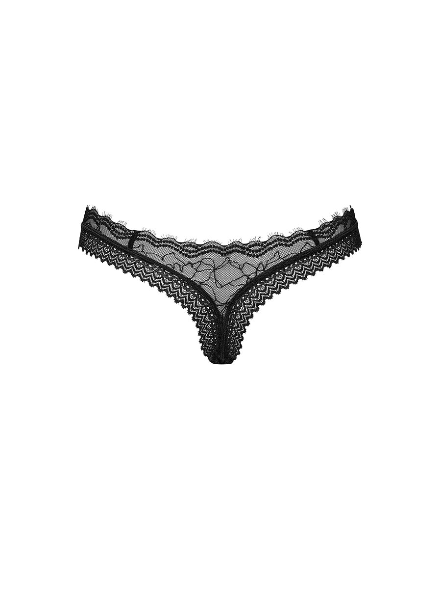 Medilla Black Thong with Lace