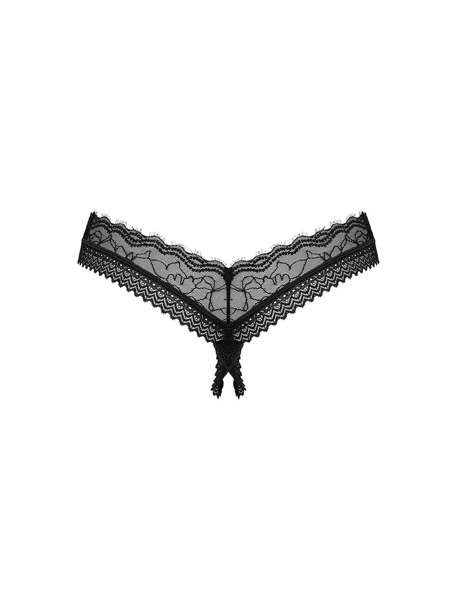 Medilla Black Thong with Open Crotch
