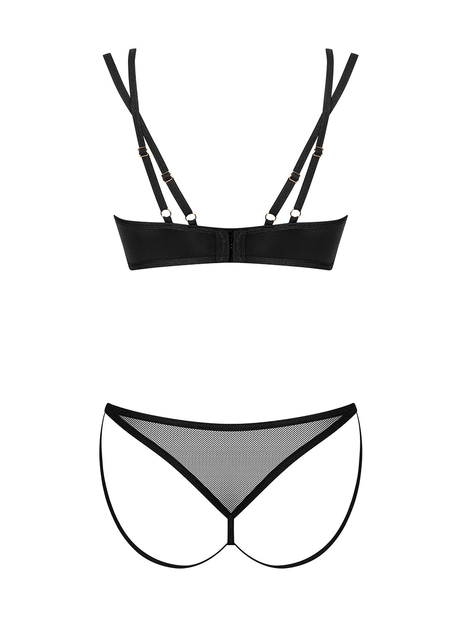 Nesari Black Lingerie Set: Bra & Thong